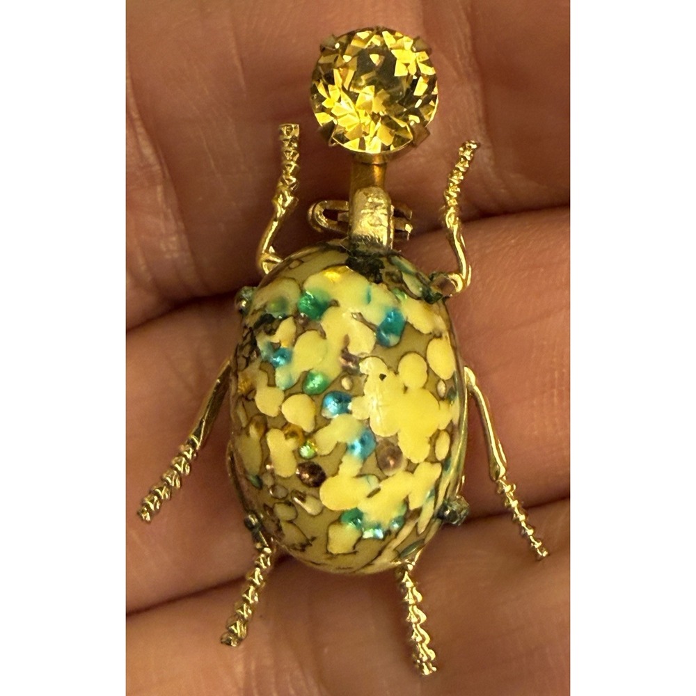 Vintage/Antique‎ Goldtone Rhinestone Bug/Insect Brooch 1.5" - Picture 7 of 7